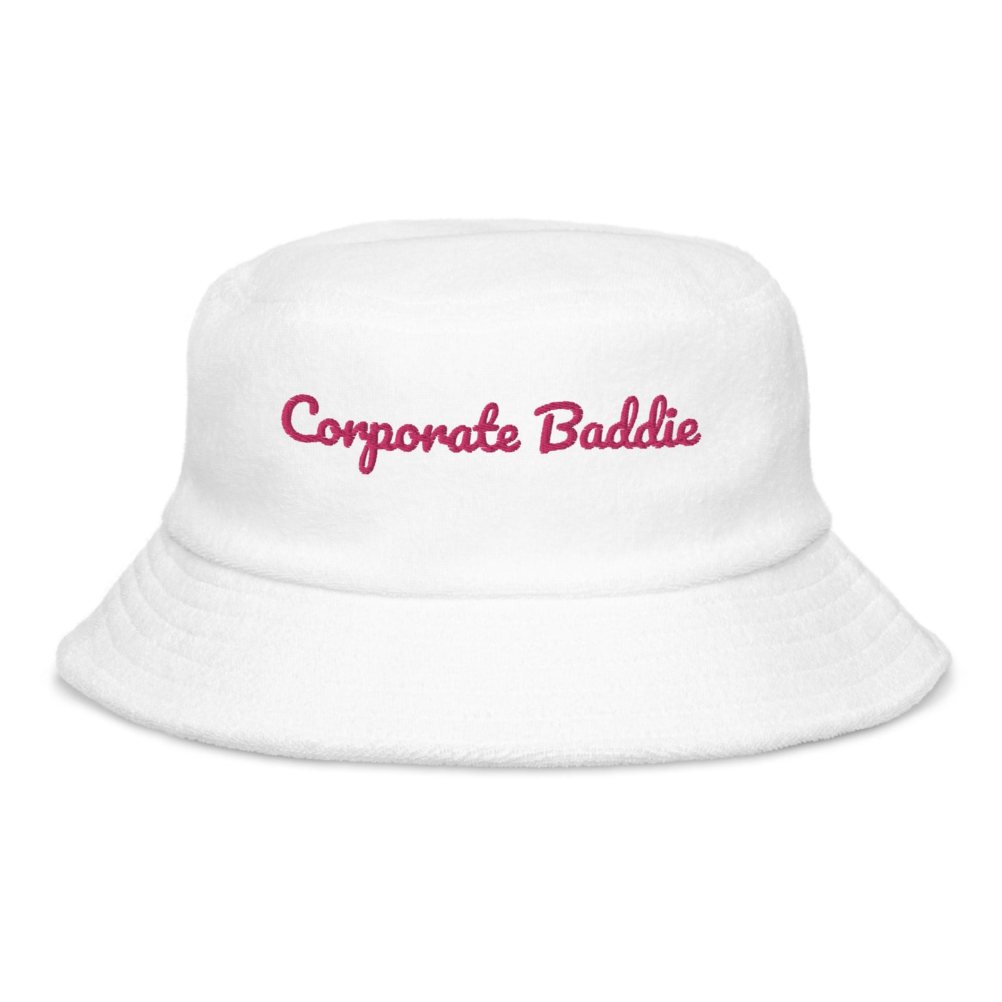 Corporate Baddie Unstructured terry cloth bucket hat