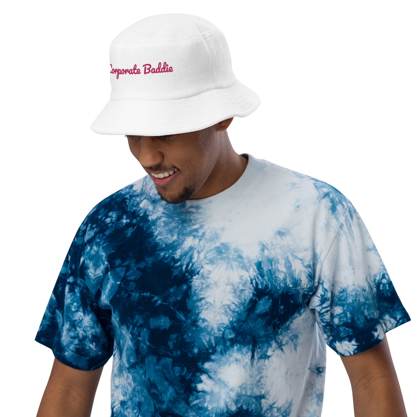 Corporate Baddie Unstructured terry cloth bucket hat